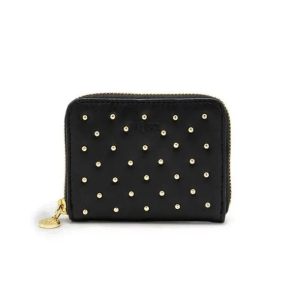 leren dames portemonnee zwart studs