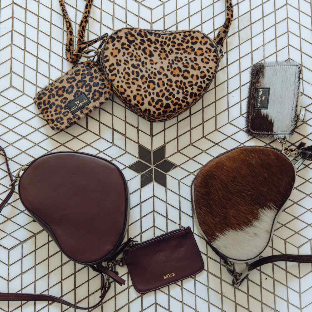 Leren hartvormige tas panterprint en andere kleuren