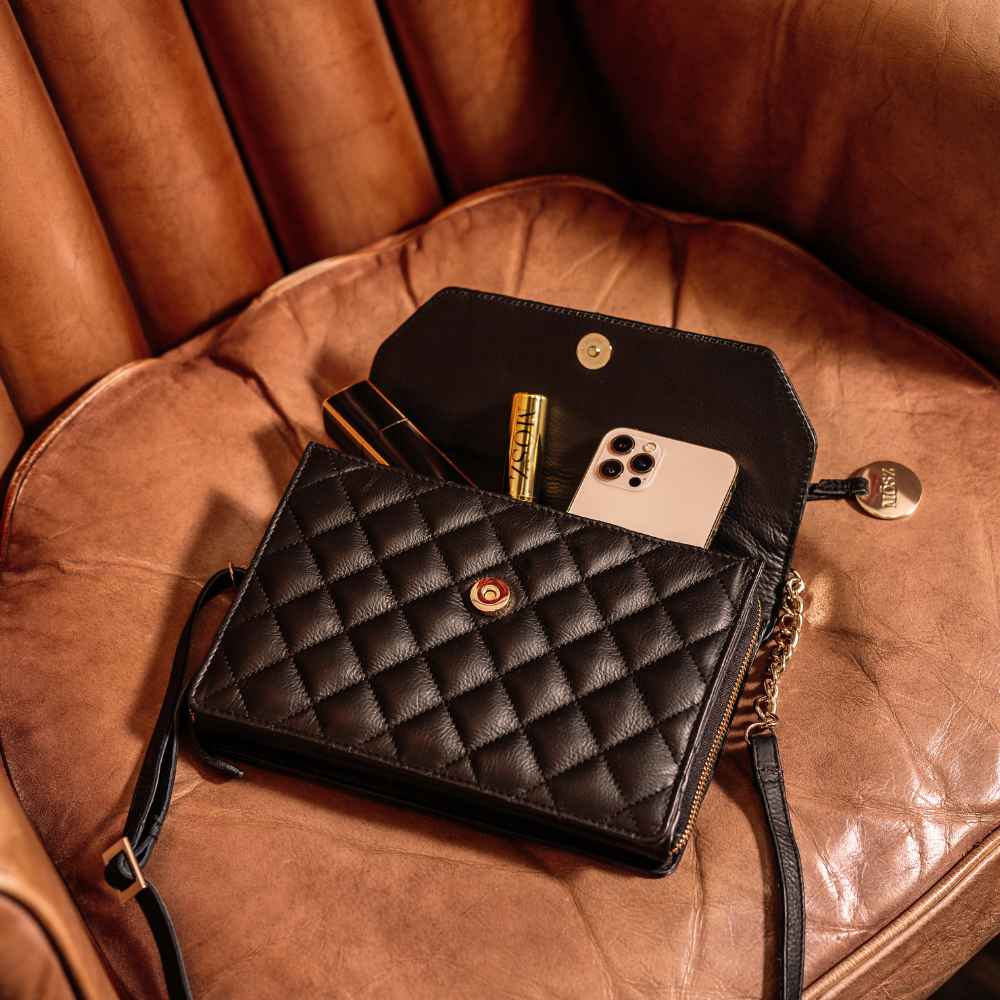 Handtas dames quilted zwart sfeer
