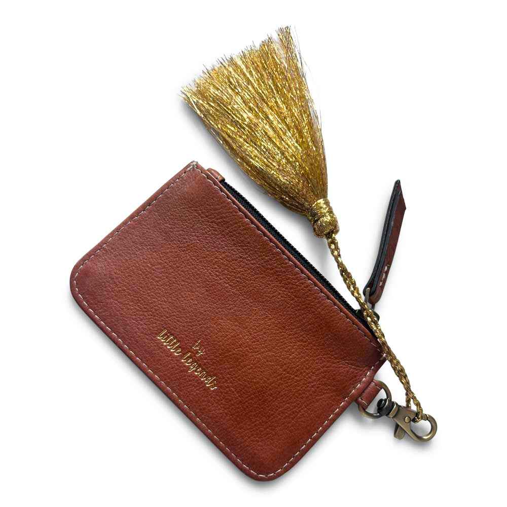 Leren hartvormige tas cognac hanger