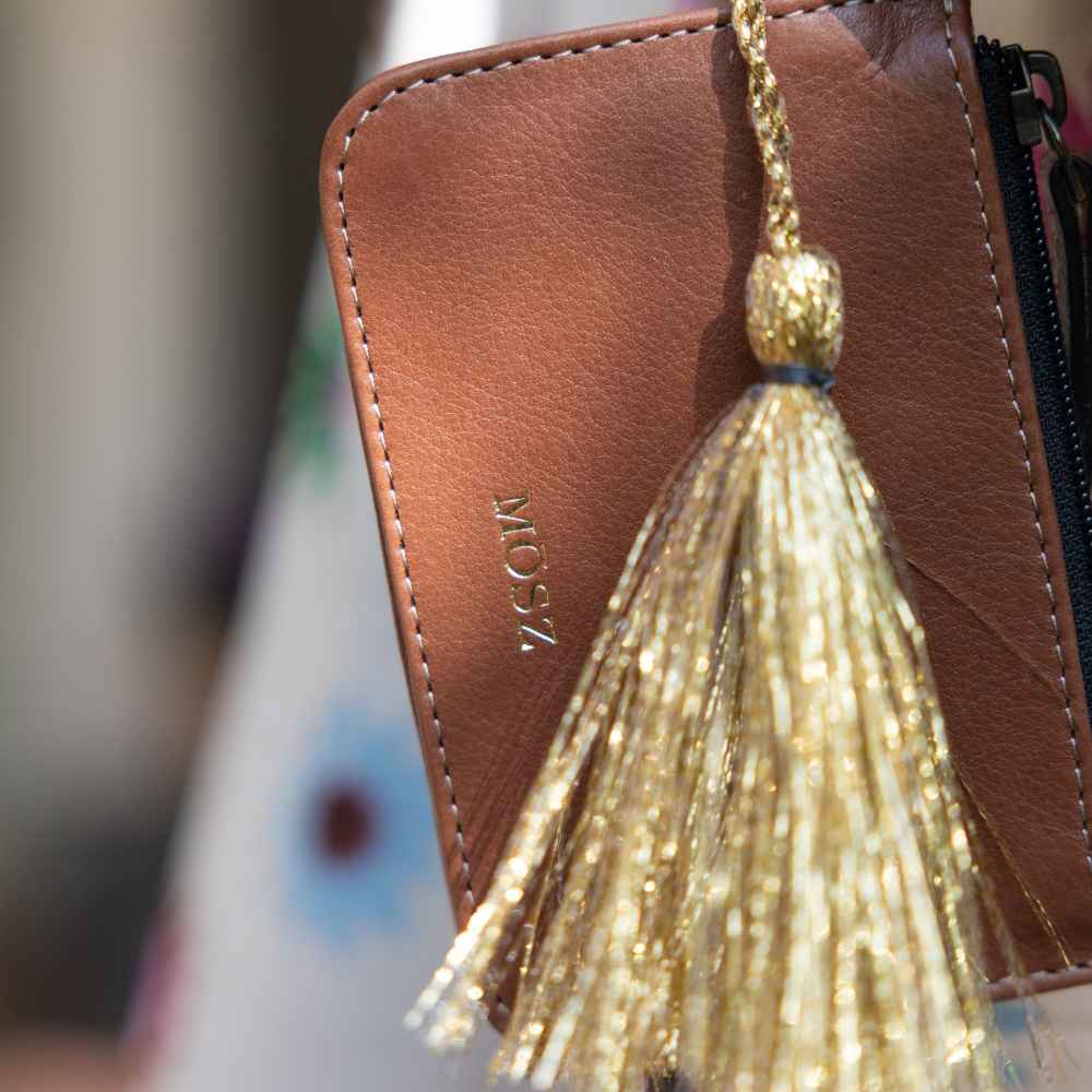 Leren hartvormige tas cognac coinpocket