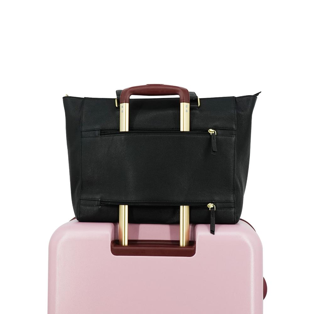 dames laptoptas leer zwart achterzijde