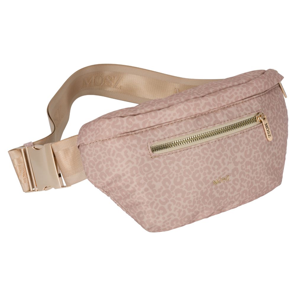 Crossbody Heuptas dames - beige panterprint voorzijde