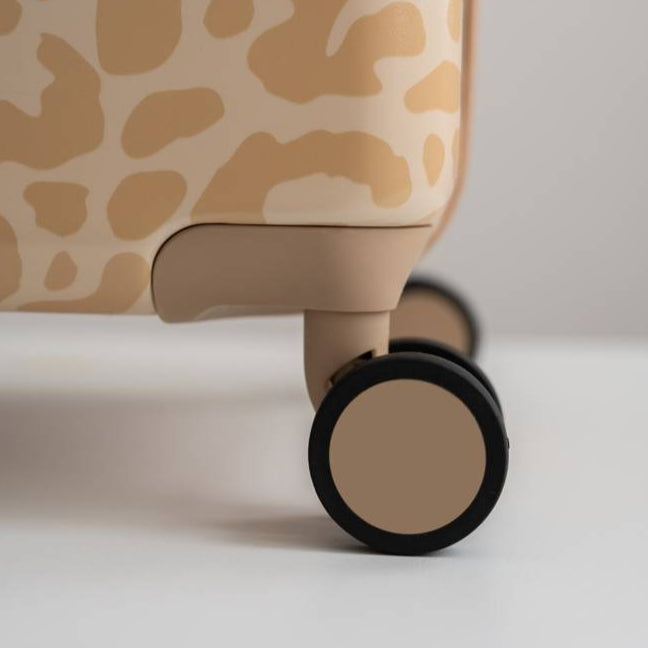 beige panterprint koffer 95 liter wiel