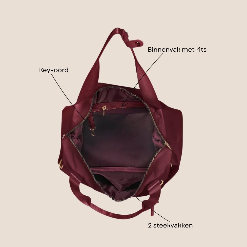 Schoudertas burgundy 40 x 30 x 20 cm binnenzijde specs