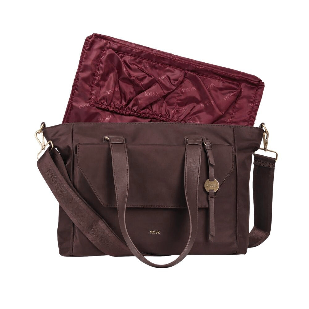 Laptoptas shopper dames 15.6 inch donkerbruin MŌSZ Denise met laptopsleeve