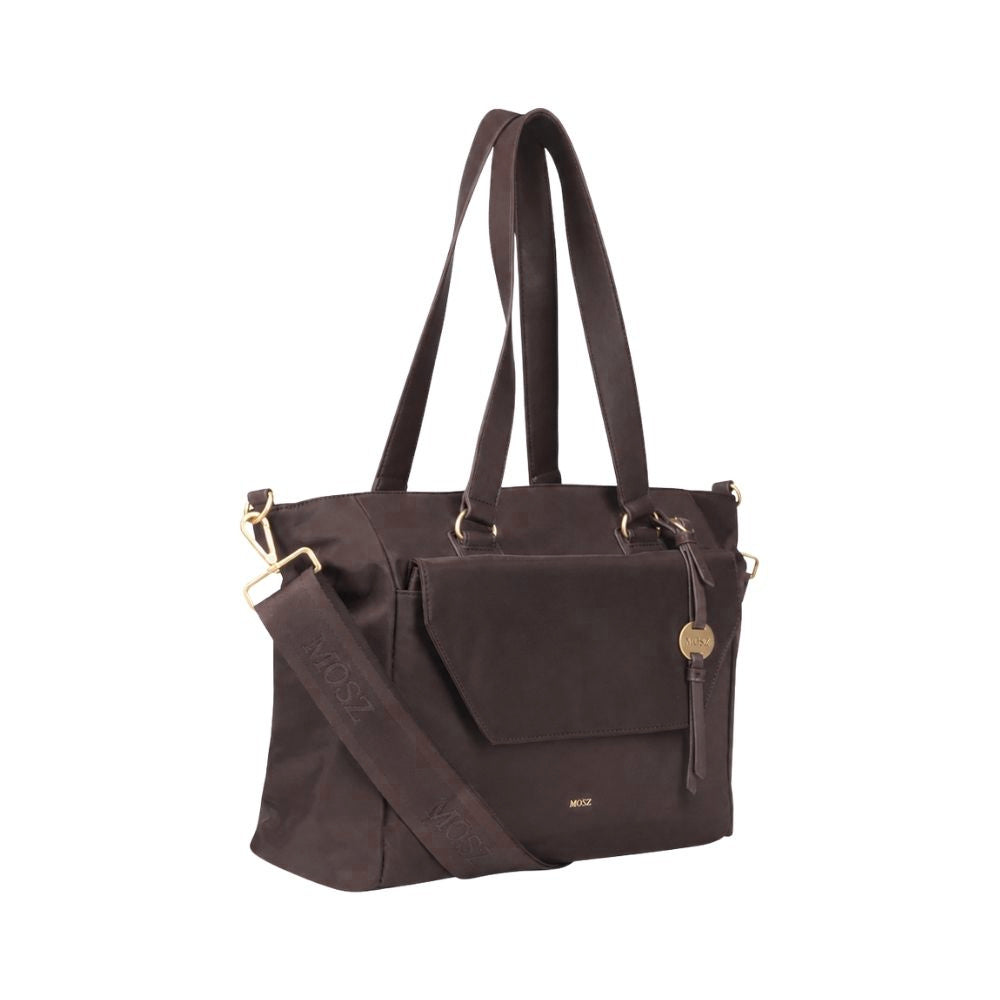 Laptoptas shopper dames 15.6 inch donkerbruin MŌSZ Denise zijkant
