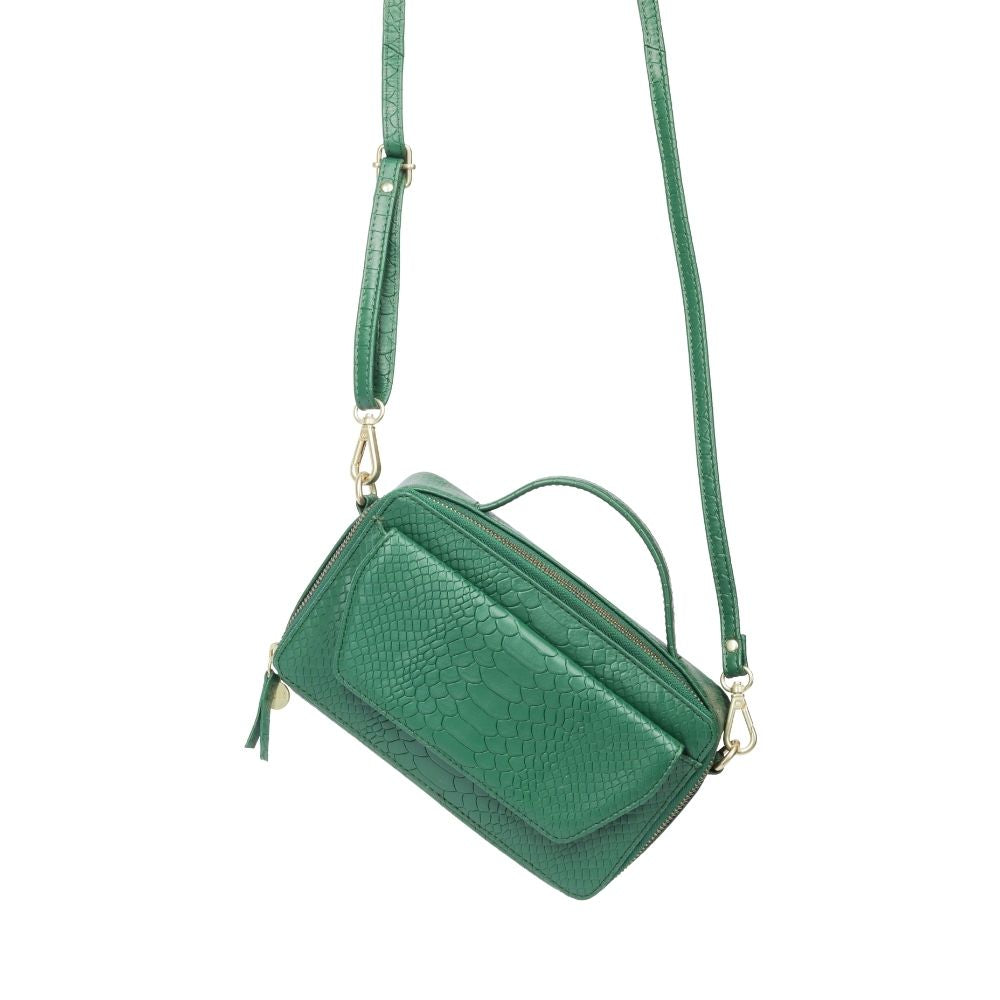 Groene slangenprint schoudertas dames