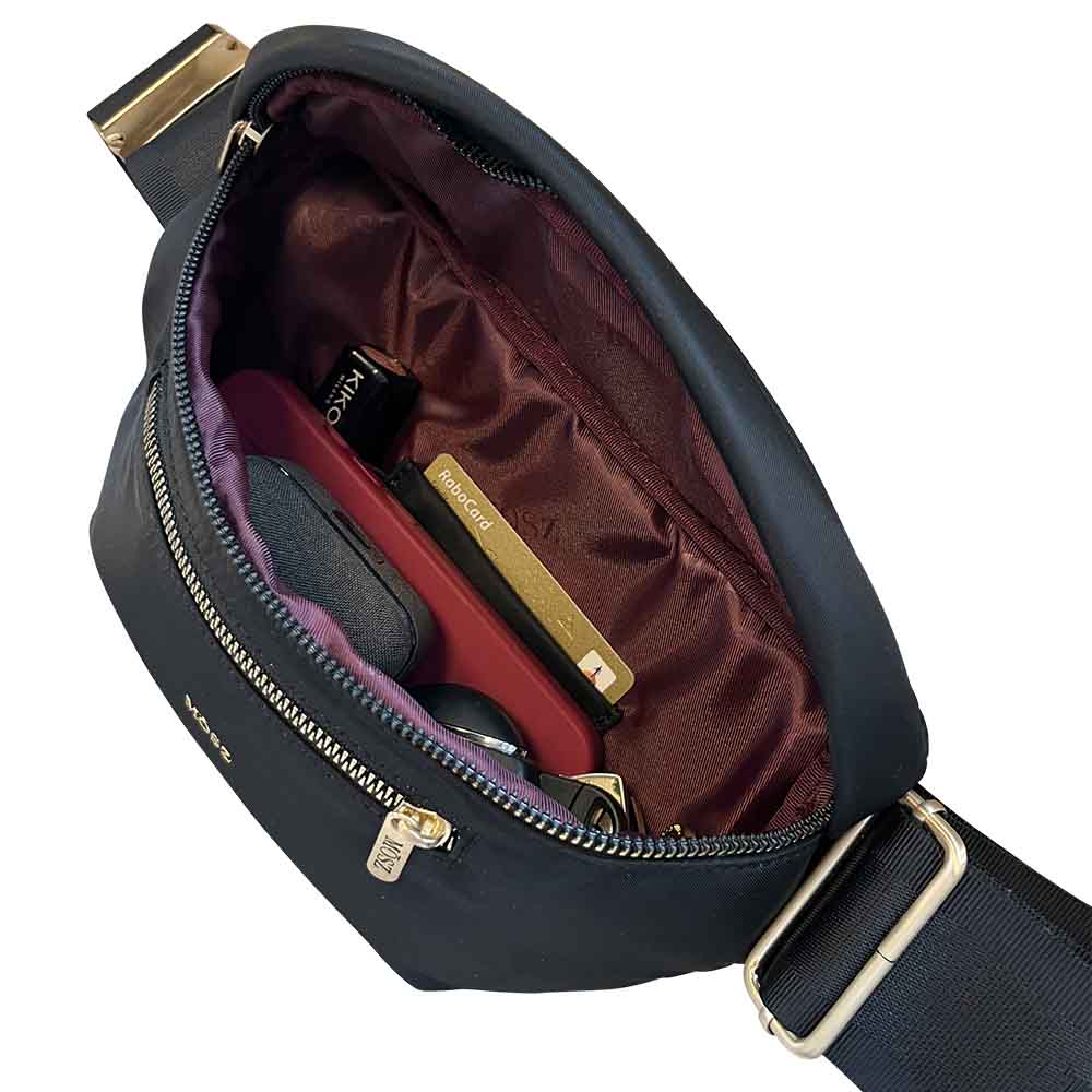 Crossbody heuptas zwart binnenzijde