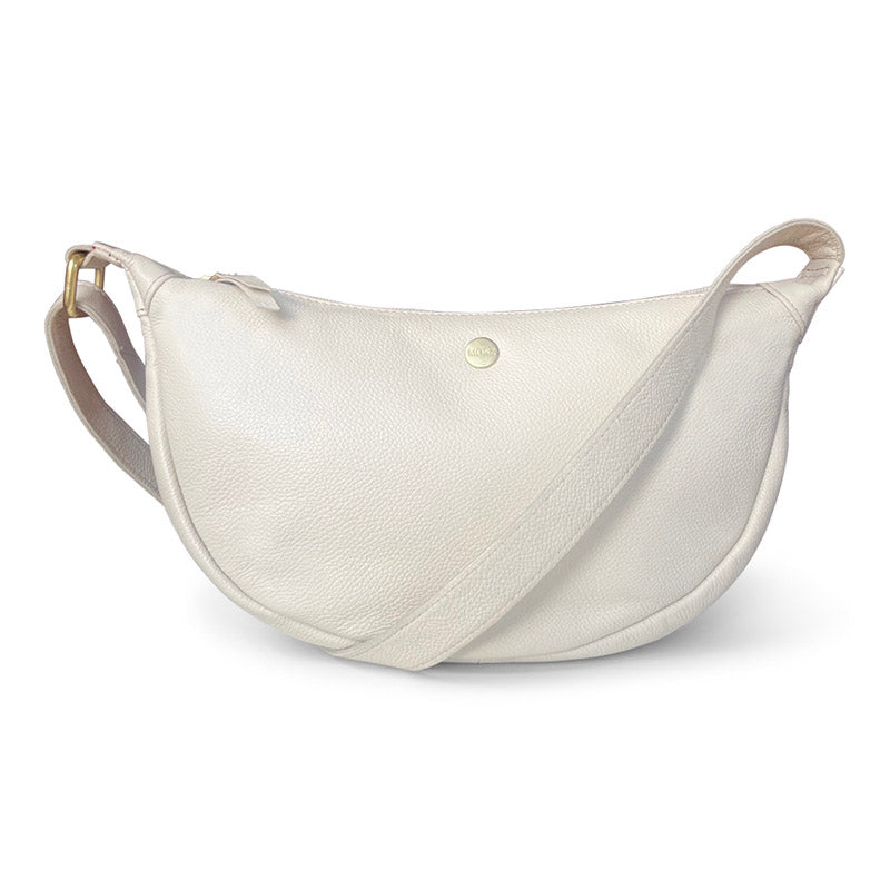 paarse leren Bumbag wit