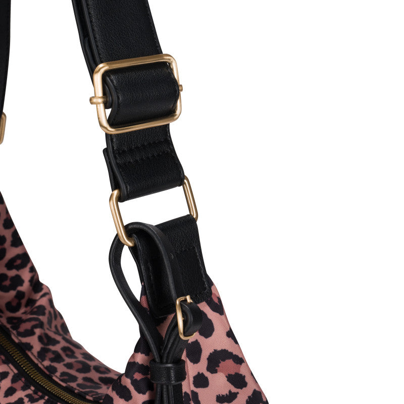Hobo-Schultertasche aus Nylon für Damen – Leopardenmuster – MŌSZ Kelly