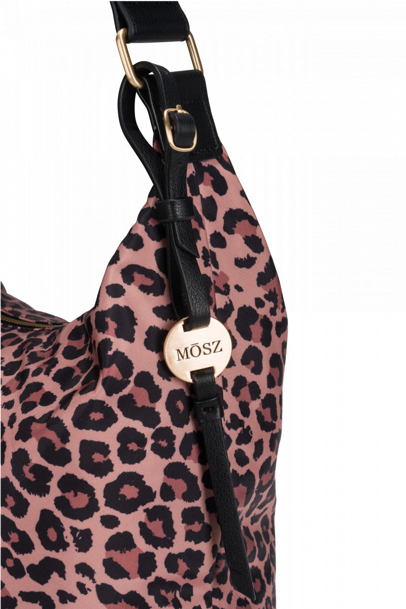 Hobo-Schultertasche aus Nylon für Damen – Leopardenmuster – MŌSZ Kelly