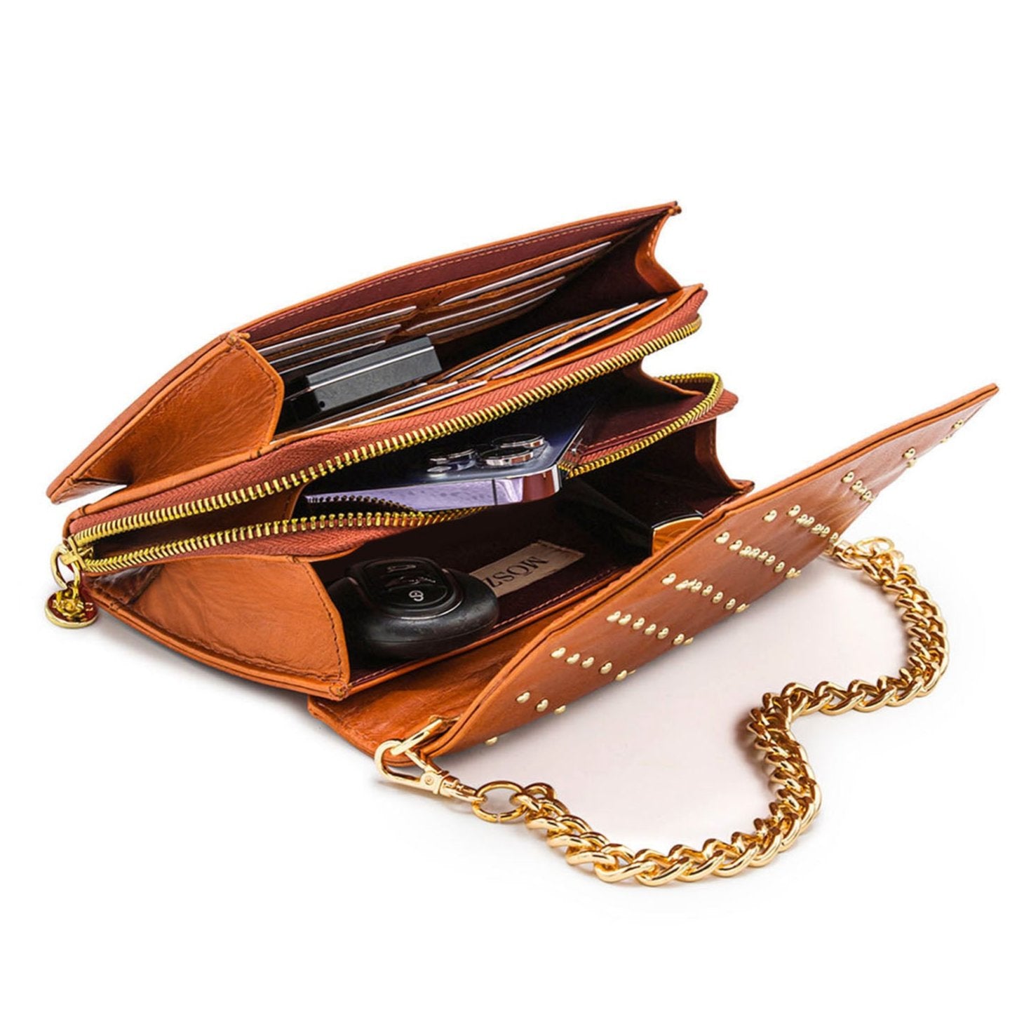 telefoontasje cognac binnenzijde