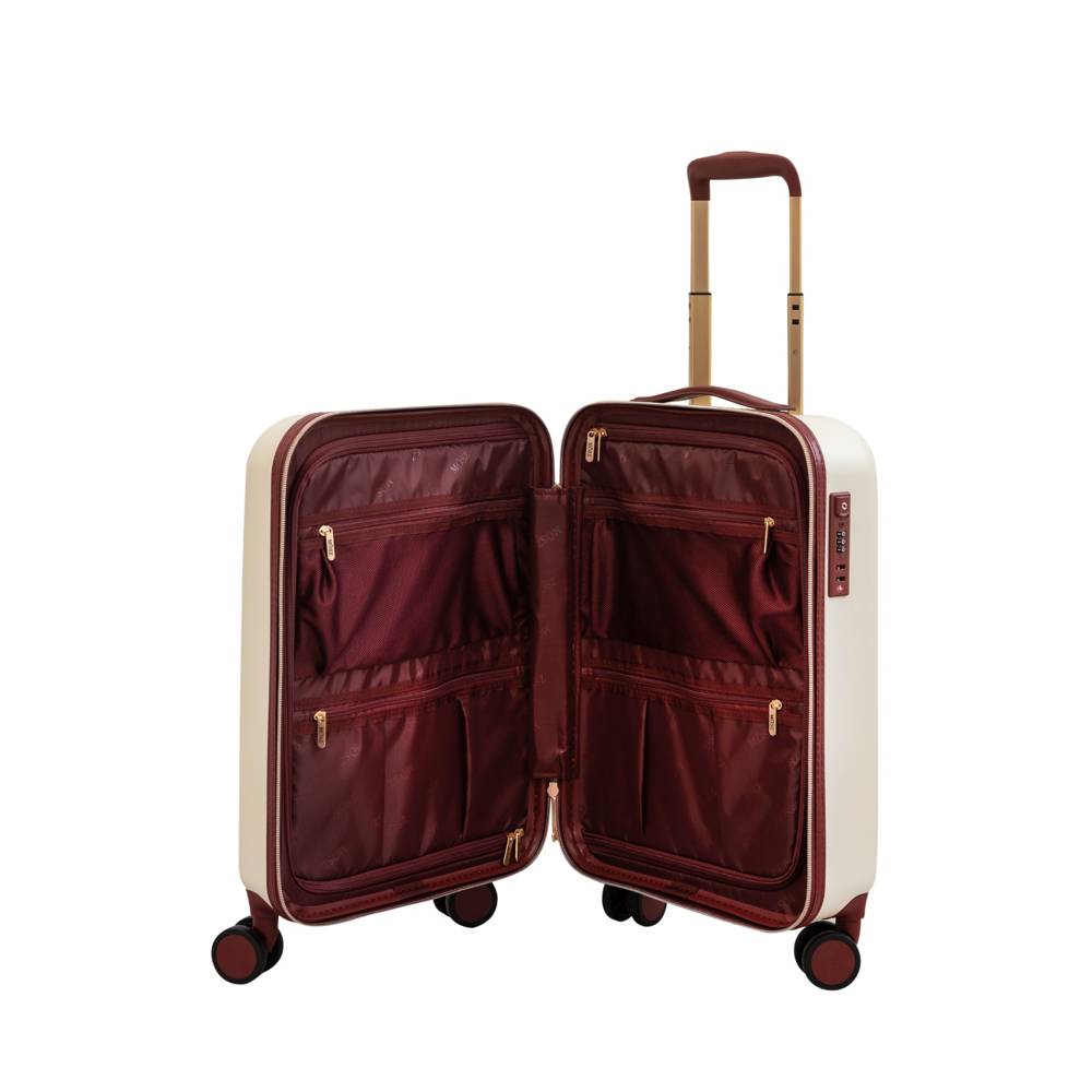 handbagage koffer beige 33 liter binnenzijde