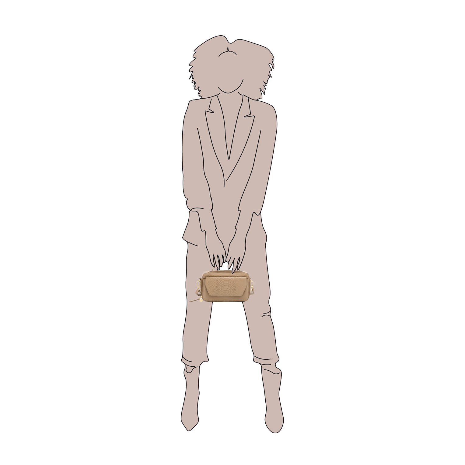 Crossbody tas dames taupe slangenprint op schaal