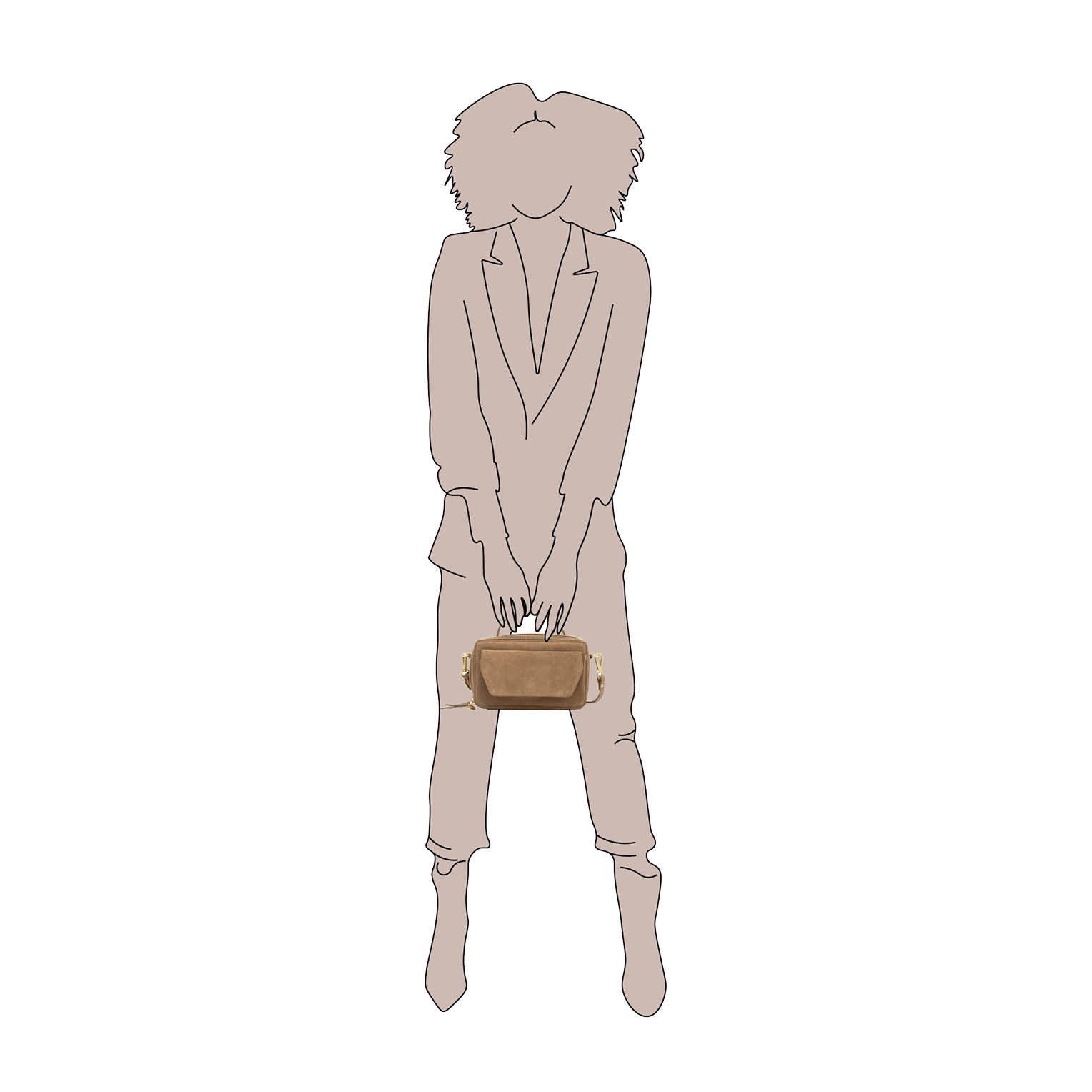 crossbody tas dames zand suede op schaal