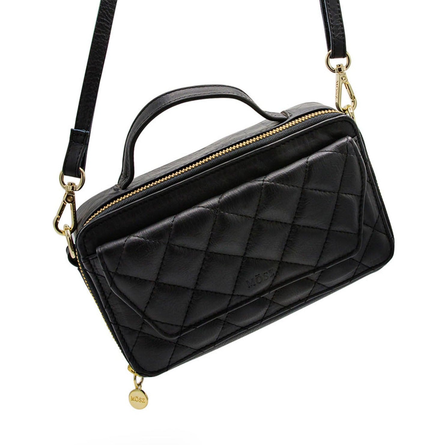 schoudertas dames zwart quilted voorzijde