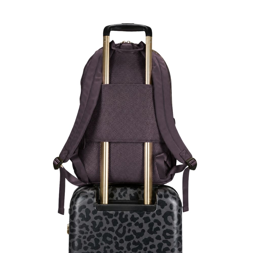 Laptoprugzak dames nylon 15.6 inch donkerbruin MŌSZ Maren achterkant