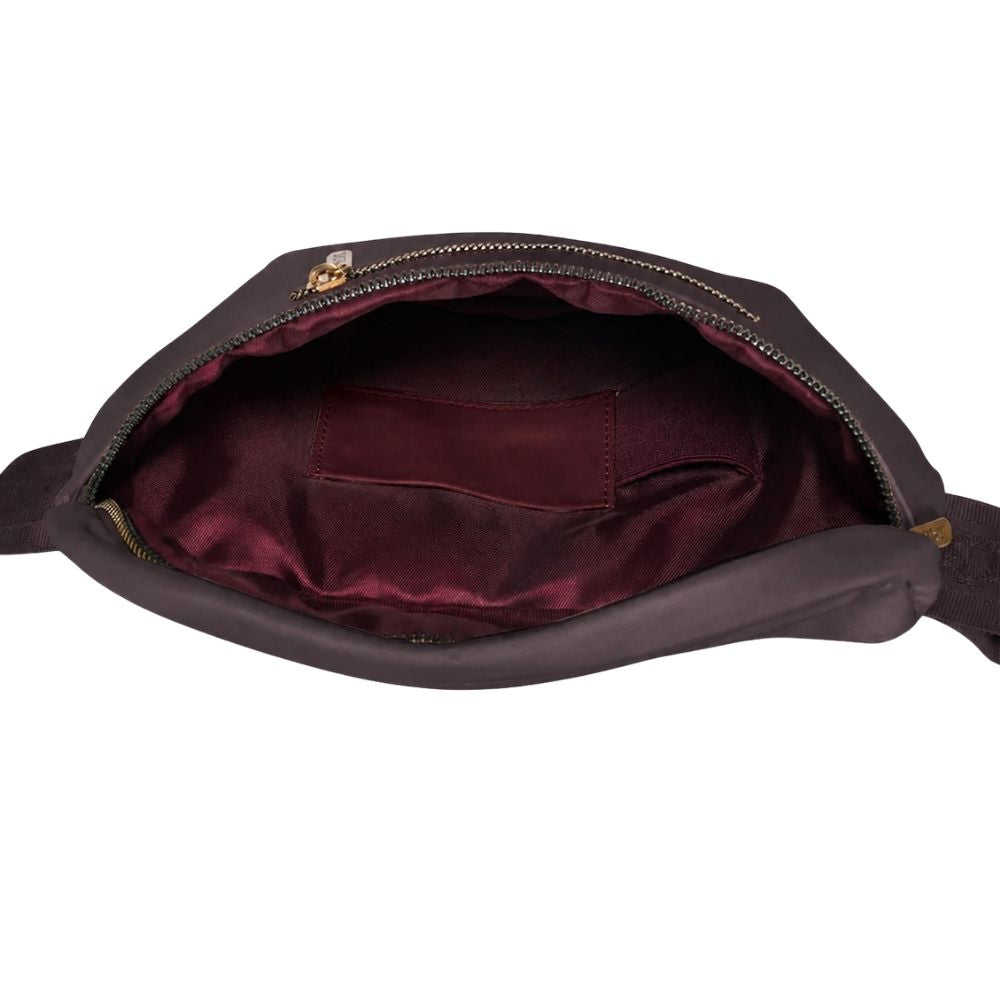 Crossbody Heuptas dames nylon donkerbruin MŌSZ Jessy binnenkant