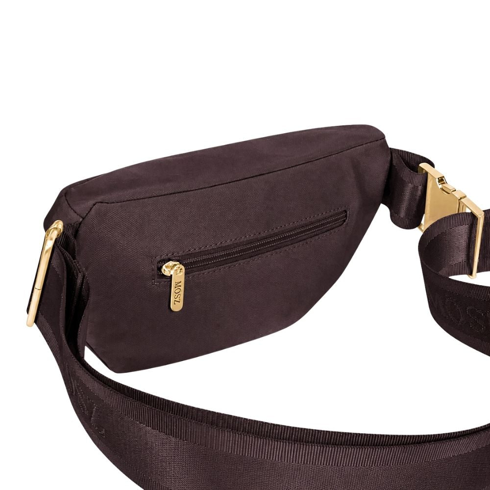 Crossbody Heuptas dames nylon donkerbruin MŌSZ Jessy achterzijde