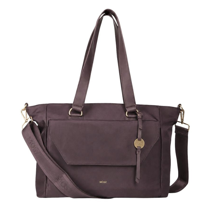 Laptoptas shopper dames 15.6 inch donkerbruin MŌSZ Denise voorzijde