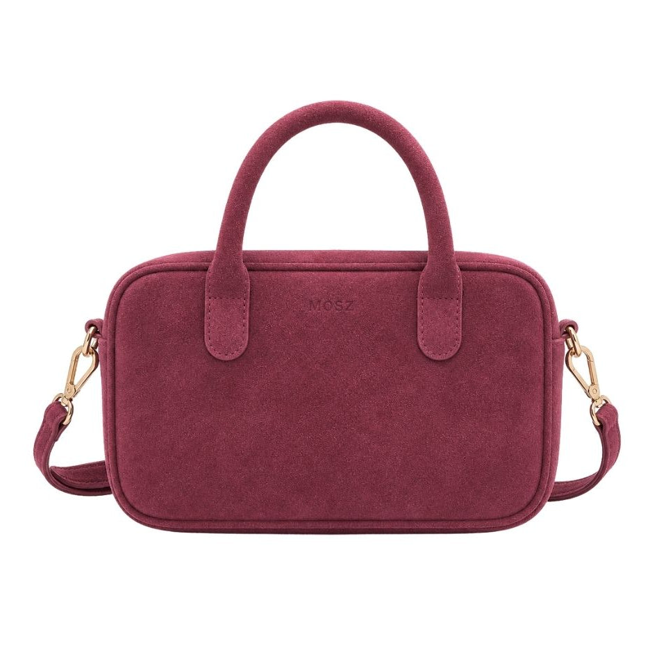 Suede handtas dames burgundy MŌSZ Jenny voorzijde