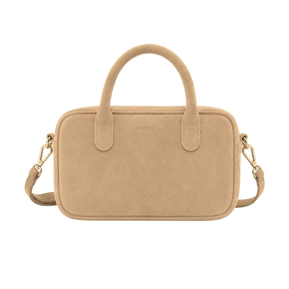 Suede handtas dames beige - MŌSZ Jenny voorkant
