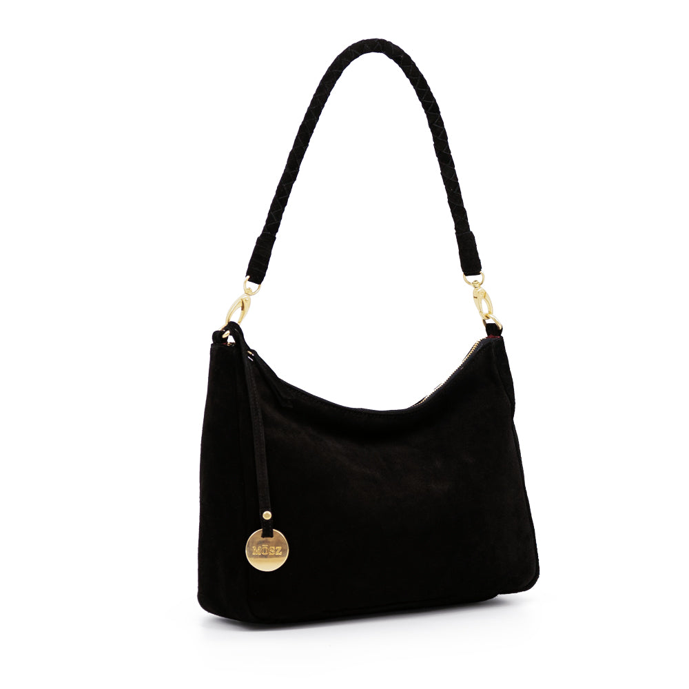 Schoudertas dames suede zwart