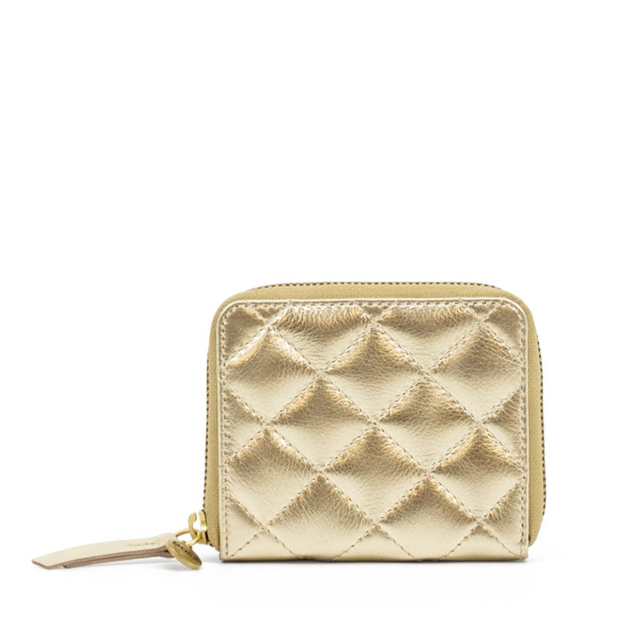 leren dames portemonnee goud quilted