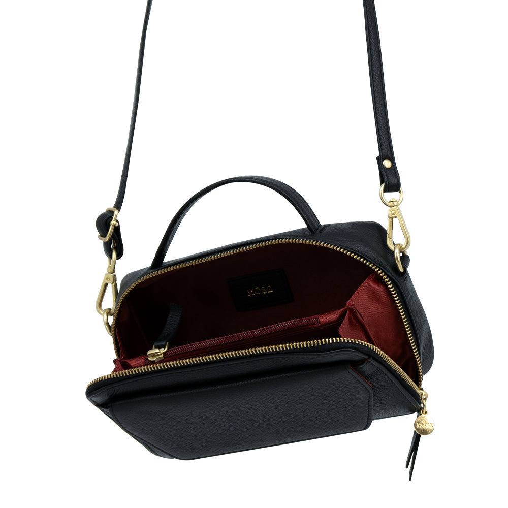 crossbody tas zwart binnenzijde