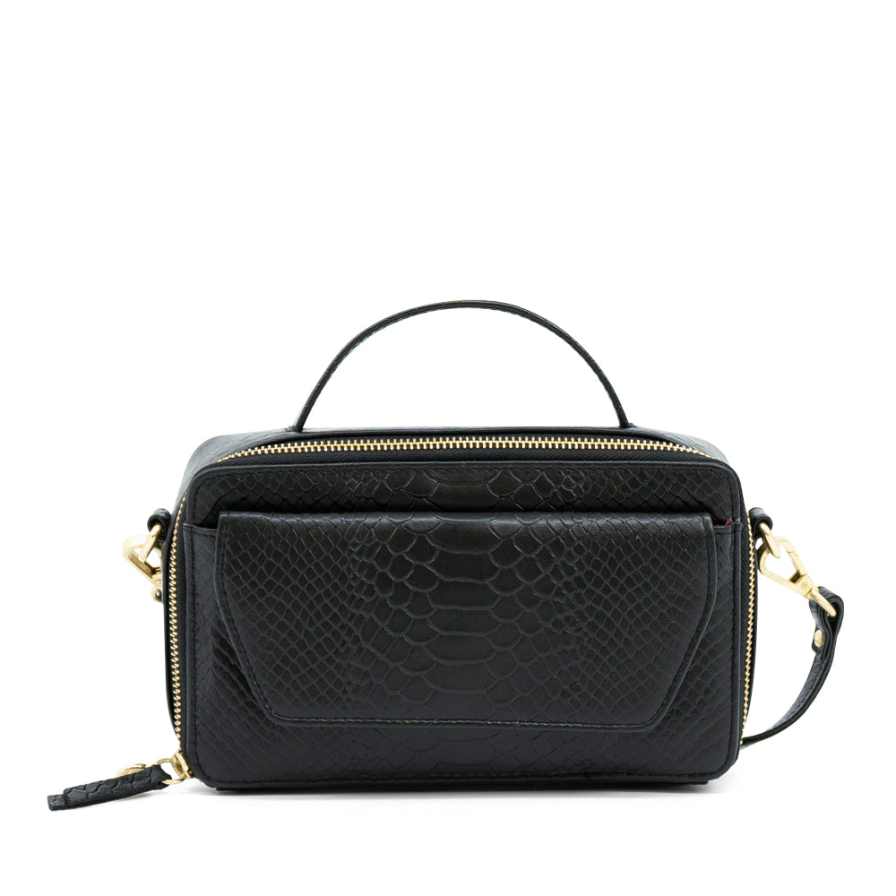 crossbody tas zwart slangenprint