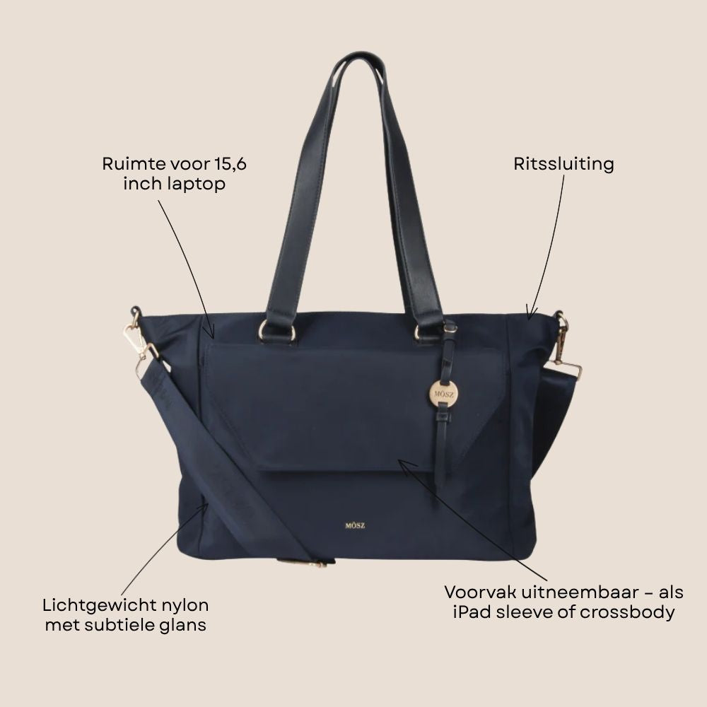 Laptoptas shopper dames 15.6 inch donkerblauw specificaties