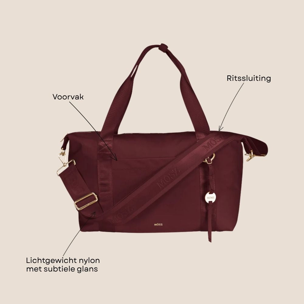 Schoudertas burgundy 40 x 30 x 20 cm voorzijde specificaties