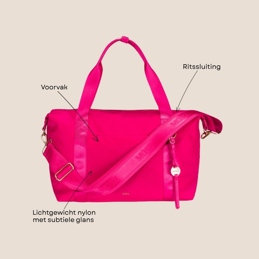 Schoudertas fuschia 40 x 30 x 20 cm voorzijde specificaties