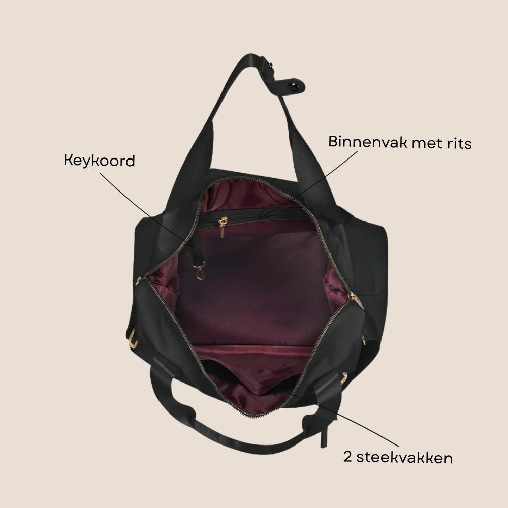 Schoudertas zwart 40 x 30 x 20 cm specs binnenzijde