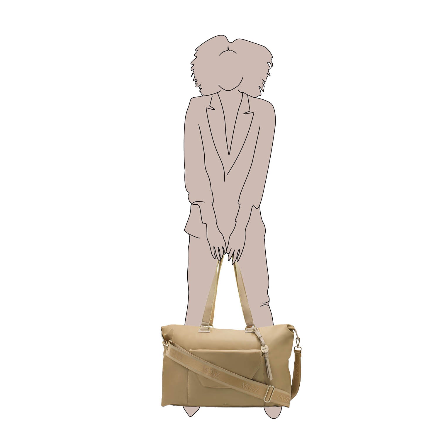 weekendtas beige op schaal