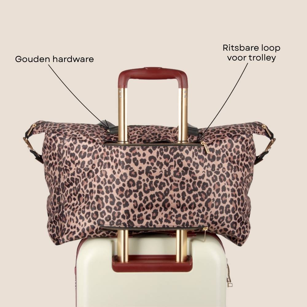 Weekendtas panterprint achterkant specificaties
