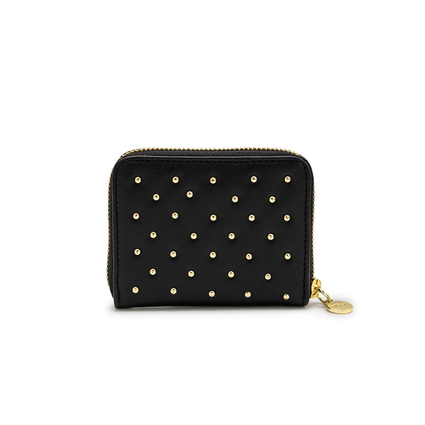 leren dames portemonnee zwart studs achterzijde