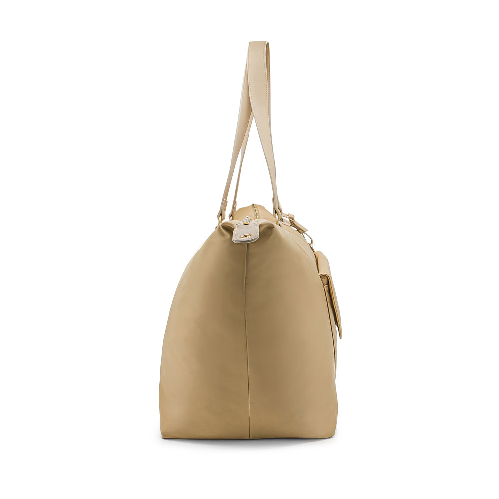 weekendtas beige zijkant