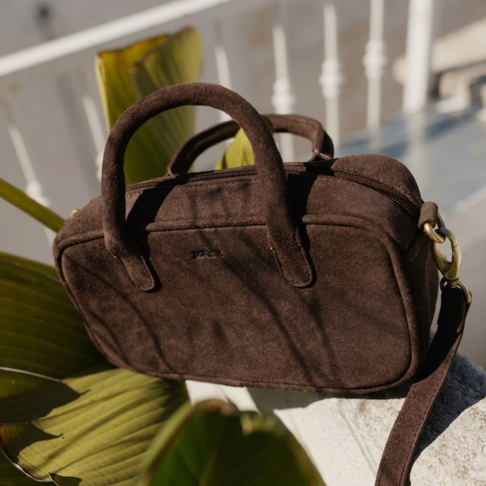 Suede handtas dames donkerbruin - MŌSZ Jenny