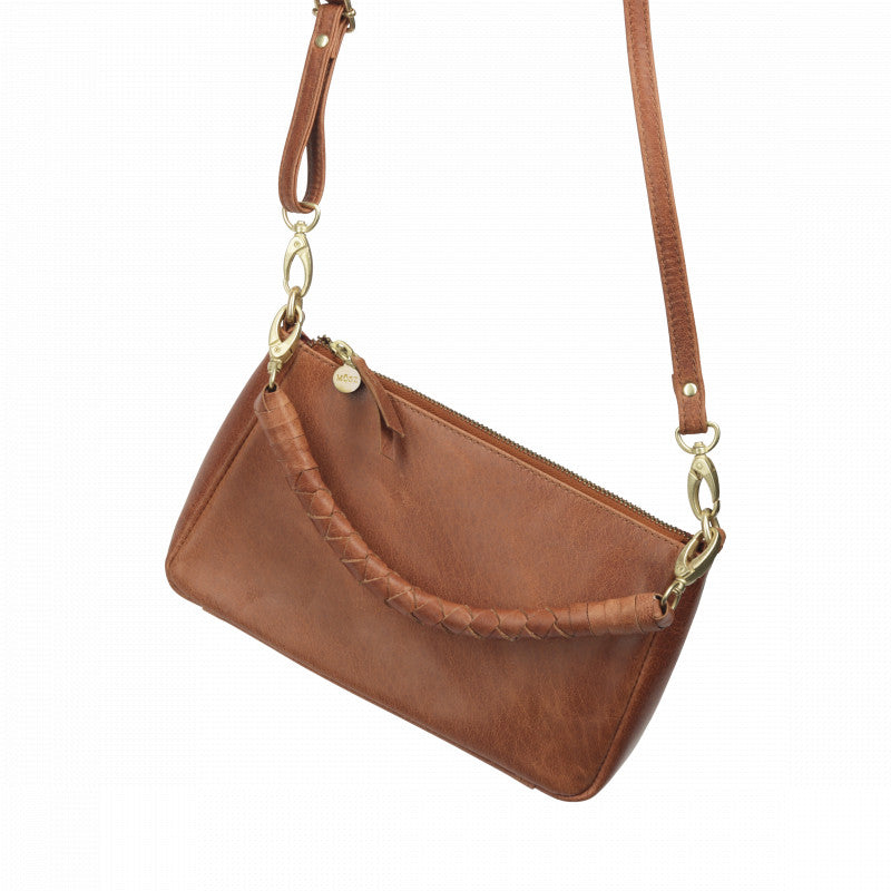 cognac leren handtas kopen