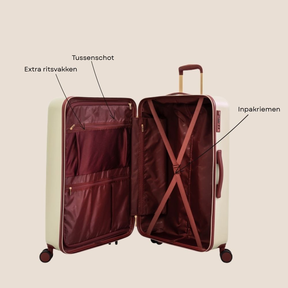 Beige grote koffer 76 cm specificaties