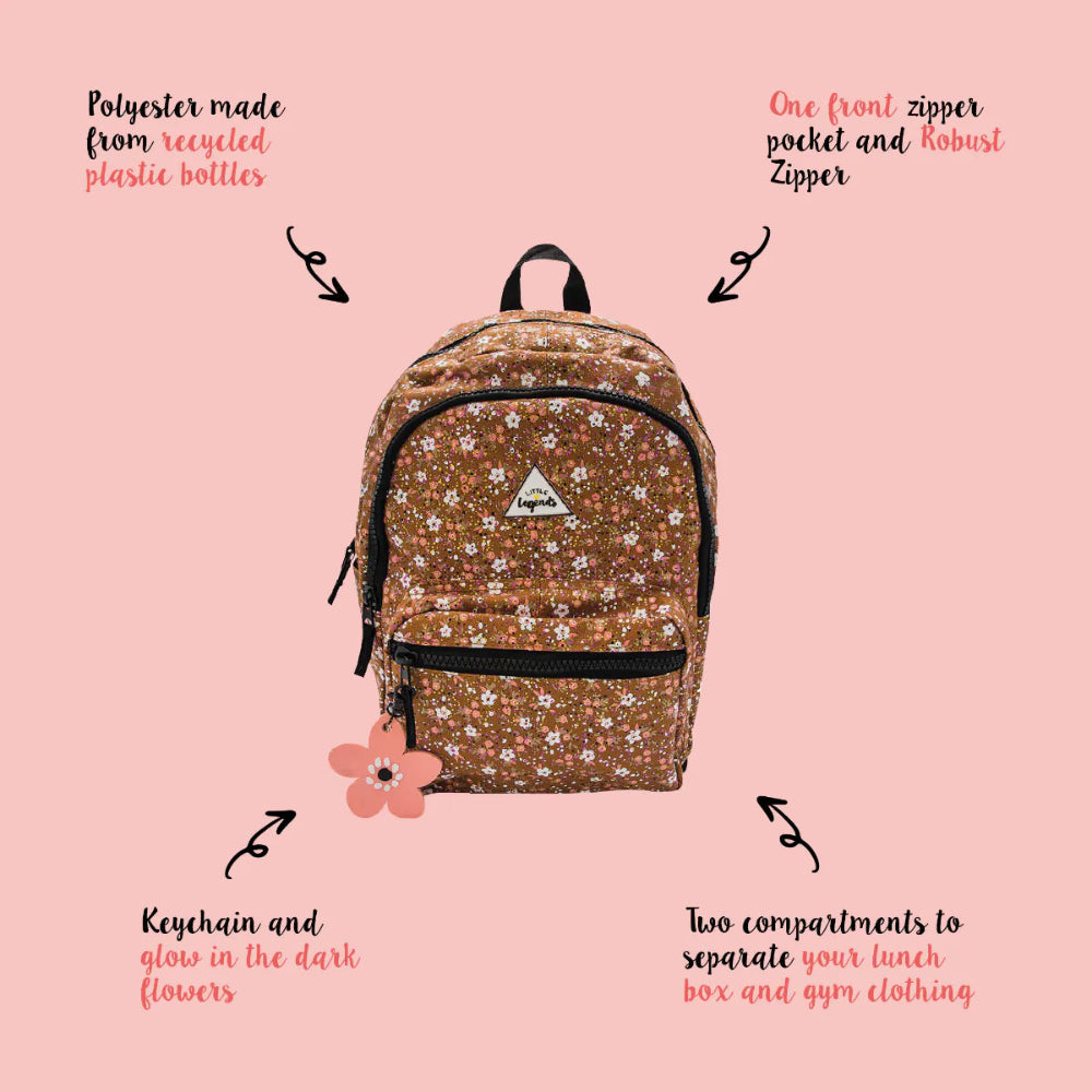 Kinderrugzak Little Legends - Vintage Flower Backpack L specs voorzijde