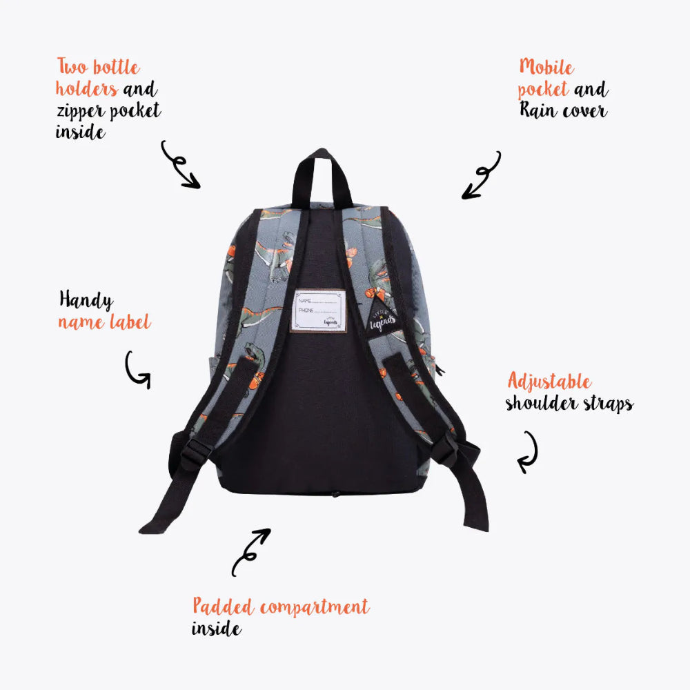 Kinderrugzak Little Legends - Dino Boxing Backpack L specs achterzijde