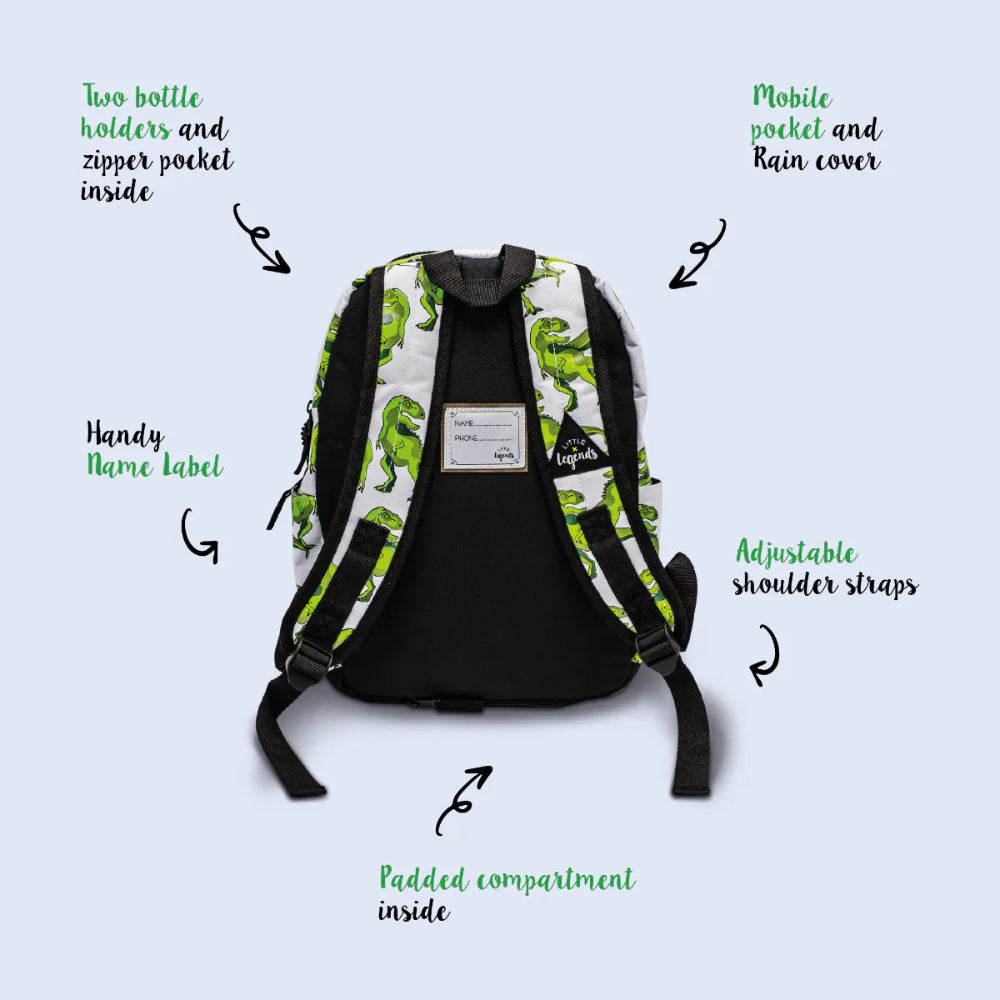Kinderrugzak Little Legends - Dino Backpack L specs achterzijde
