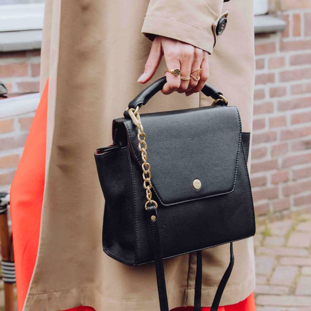Leren dames handtas zwart sfeer