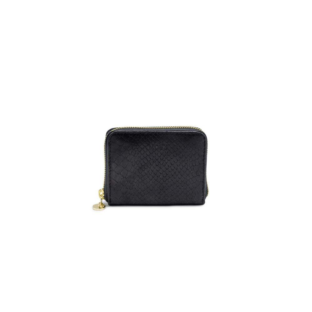Leather women's wallet - black snake print - MŌSZ Sophie