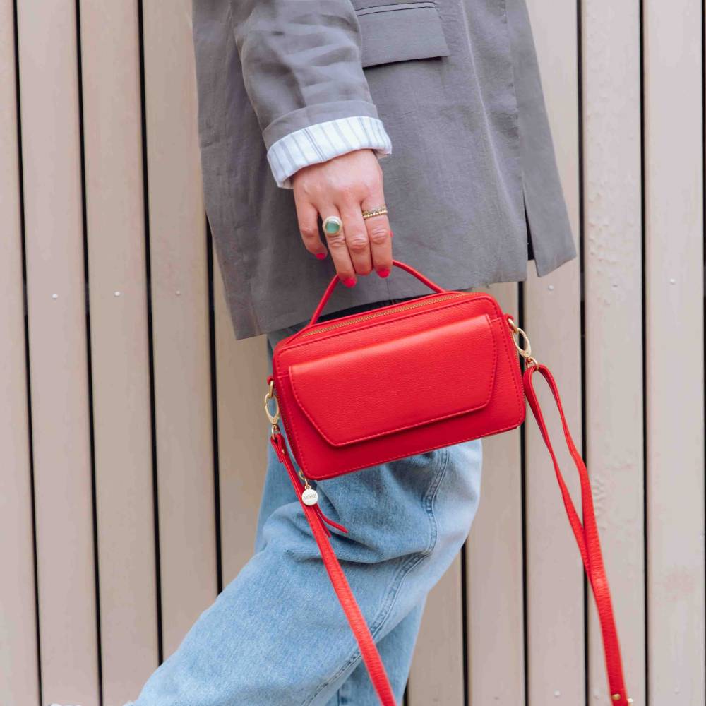 Dames leren handtas rood sfeer