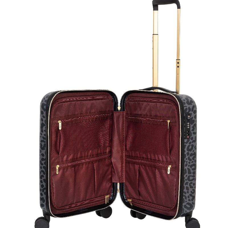 Dames kofferset zwarte luipaard binnenzijde