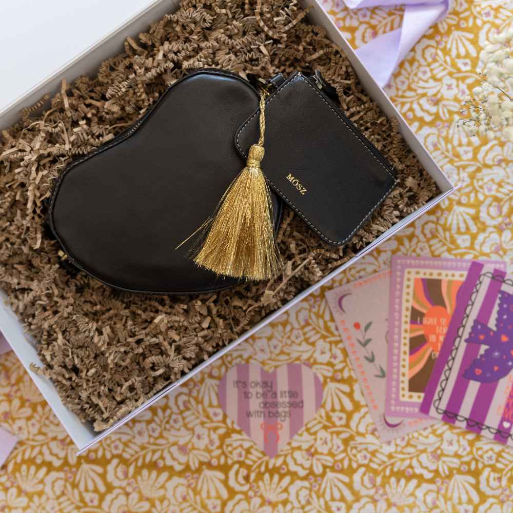 Leren hartvormige tas zwart kado